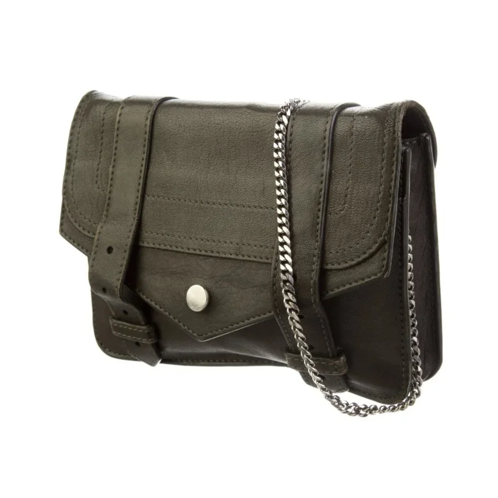 Pre-loved Proenza Schouler PS1 Leather Chain-Link Crossbody Wallet Bag in Gray!